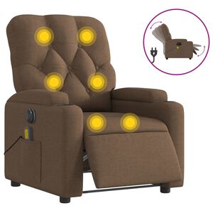 vidaXL Fauteuil inclinable de massage &eacute;lectrique marron tissu