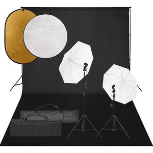 vidaXL Kit de studio photo avec &eacute;clairage toile de fond et r&eacute;flecteur