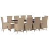 vidaXL Ensemble &agrave; manger de jardin et coussins 11 pcs beige poly rotin