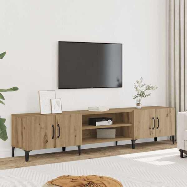 vidaXL Meuble TV chêne artisanal 180x31,5x40 cm bois d'ingénierie