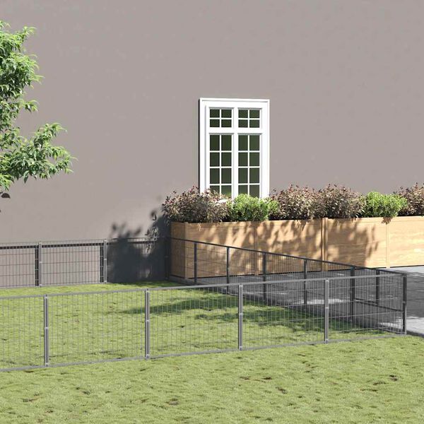 vidaXL Chenil Argent&eacute; 54 m&sup2; Acier