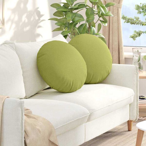 vidaXL Coussins de si&egrave;ge 2 pcs Vert clair &Oslash;50 x 19 cm tissu