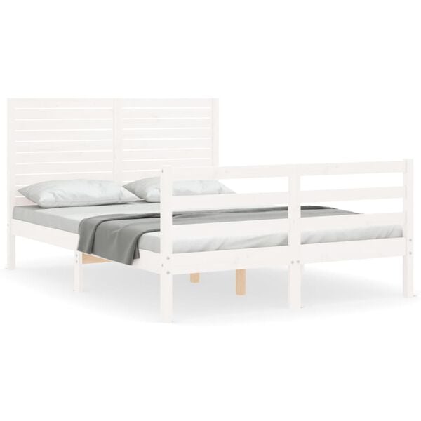vidaXL Cadre de lit sans matelas blanc 140x190 cm bois massif