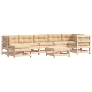 vidaXL Ensemble de salon de jardin 8 pc Brun cire Bois de pin massif