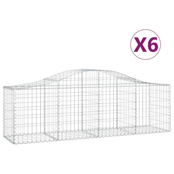vidaXL Paniers &agrave; gabions arqu&eacute;s 6 pcs 200x50x60/80 cm Fer galvanis&eacute;