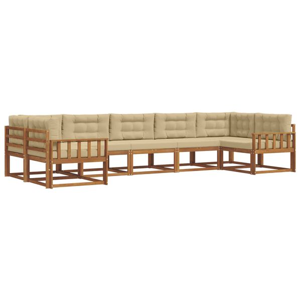 vidaXL Ensemble de canap&eacute;s d'ext&eacute;rieur 7 pcs Naturel et Beige