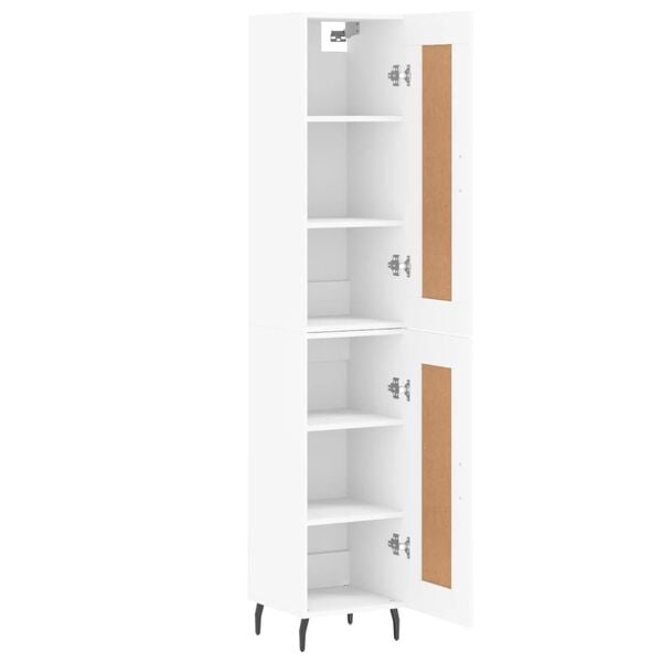 vidaXL Buffet haut Blanc 34,5x34x180 cm Bois d'ing&eacute;nierie
