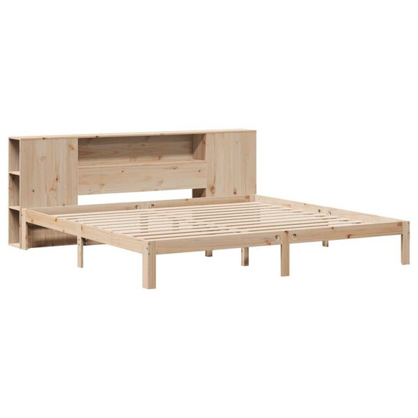 vidaXL Lit bibliothèque sans matelas 200x200 cm bois massif de pin