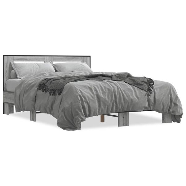 vidaXL Cadre de lit sans matelas sonoma gris 120x190 cm