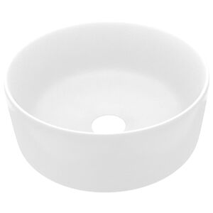 vidaXL Lavabo rond de luxe Blanc mat 40x15 cm C&eacute;ramique