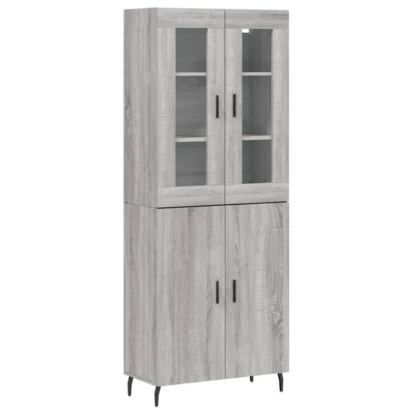 vidaXL Buffet haut Sonoma gris 69,5x34x180 cm Bois d'ing&eacute;nierie