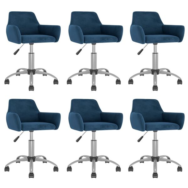 vidaXL Chaises pivotantes &agrave; manger lot de 6 Bleu Velours