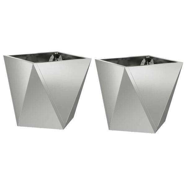 vidaXL Jardini&egrave;re 2 pcs Argent 30 x 30 x 30 cm Acier galvanis&eacute;