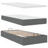 vidaXL Lit ottoman avec matelas et LED gris fonc&eacute; 90x200 cm tissu