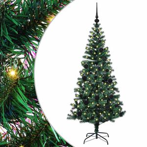 vidaXL Sapin de No&euml;l artificiel pr&eacute;-&eacute;clair&eacute; Vert 150 cm PVC et m&eacute;tal