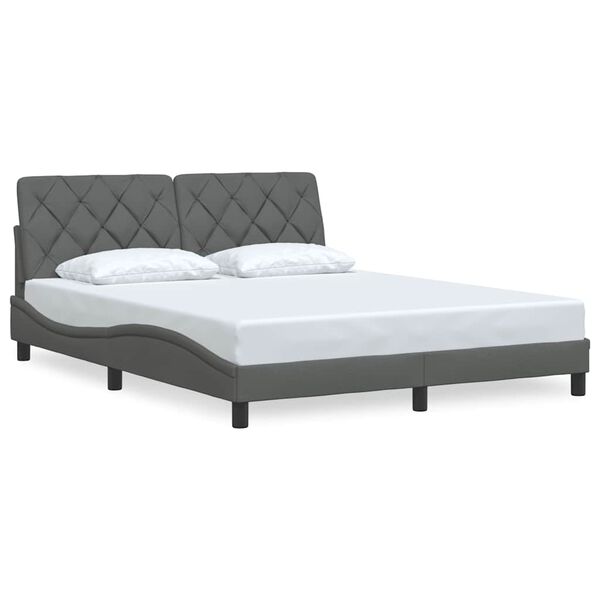 vidaXL Cadre de lit sans matelas gris fonc&eacute; 160x200 cm tissu