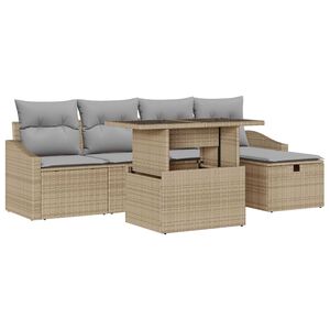 vidaXL Ensemble de canap&eacute; de jardin 6 pcs Beige polyrotin