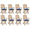 vidaXL Chaises pliables d'ext&eacute;rieur et coussins lot de 8 Bois d'acacia