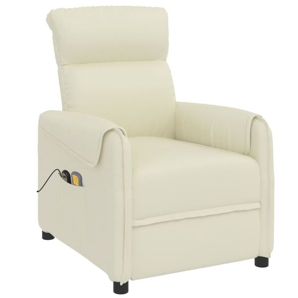 vidaXL Fauteuil de massage électrique Crème Similicuir