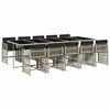 vidaXL Ensemble &agrave; manger de jardin 11pcs avec coussins gris poly rotin