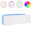 vidaXL Meuble TV mural avec lumi&egrave;res LED blanc 100x35x31 cm