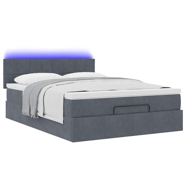 vidaXL Cadre de lit ottoman avec matelas gris fonc&eacute; 140x200 cm velours