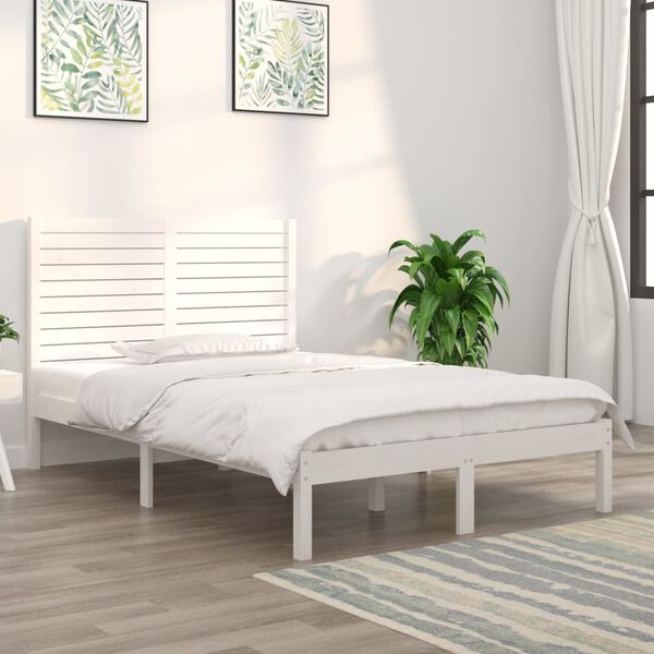 vidaXL Cadre de lit sans matelas blanc 120x190 cm bois massif