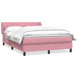 vidaXL Sommier &agrave; lattes de lit avec matelas rose 140x210 cm velours