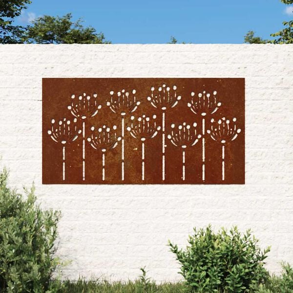 vidaXL D&eacute;coration murale jardin 105x55 cm acier corten design de fleur