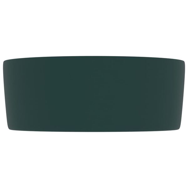 vidaXL Lavabo rond de luxe Vert foncé mat 40x15 cm Céramique