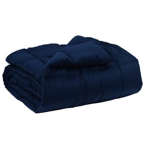 vidaXL Duvet d'hiver Matelass&eacute; Bleu fonc&eacute; 135 x 200 cm Microfibre