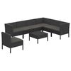 vidaXL Salon de jardin 8 pcs avec coussins r&eacute;sine tress&eacute;e noir
