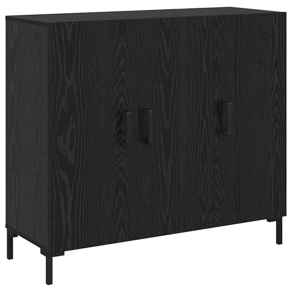 vidaXL Buffet Ch&ecirc;ne noir 90 x 34 x 80 cm Bois d'ing&eacute;nierie