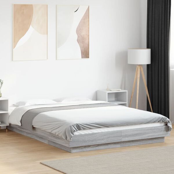 vidaXL Cadre de lit sans matelas sonoma gris 140x200 cm