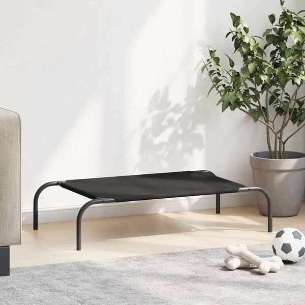 VidaXL Lit sur&eacute;lev&eacute; pour chien noir 90x50x20 cm tissu oxford et acier