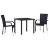 vidaXL Ensemble de salle &agrave; manger pour jardin 3 pc Noir