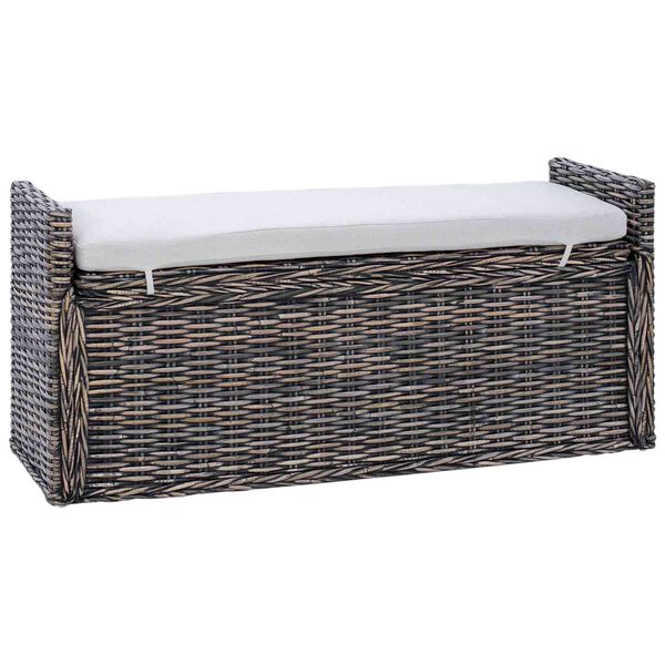 vidaXL Banc de rangement Noir Blanchi 110 x 40 x 50 cm Rotin