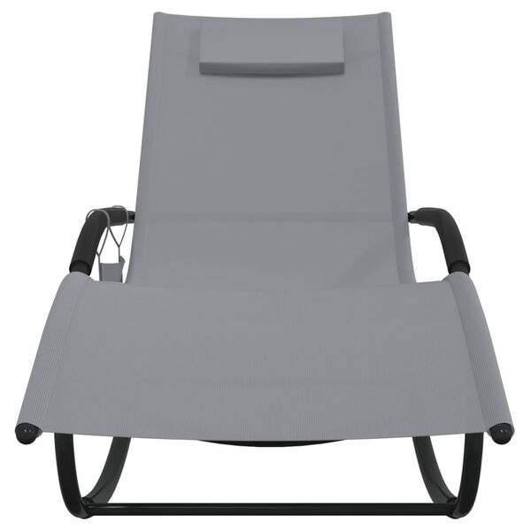 vidaXL Chaise longue à bascule gris acier et textilène