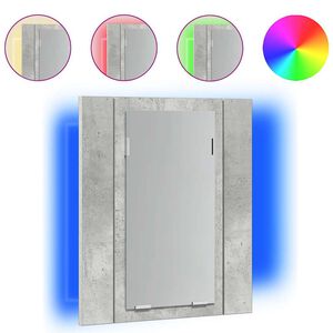vidaXL Armoire de salle de bain &agrave; miroir LED Gris b&eacute;ton Acrylique