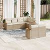 vidaXL Salon de jardin avec coussins 7 pcs beige r&eacute;sine tress&eacute;e