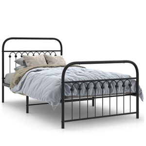 vidaXL Cadre de lit m&eacute;tal sans matelas avec pied de lit noir 100x190cm
