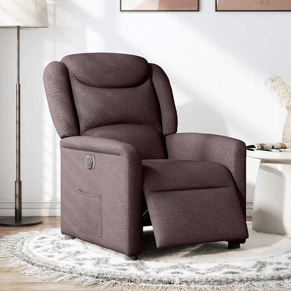 vidaXL Fauteuil inclinable &eacute;lectrique Marron fonc&eacute; Tissu