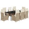 vidaXL Ensemble &agrave; manger de jardin et coussins 9 pcs beige Poly rotin