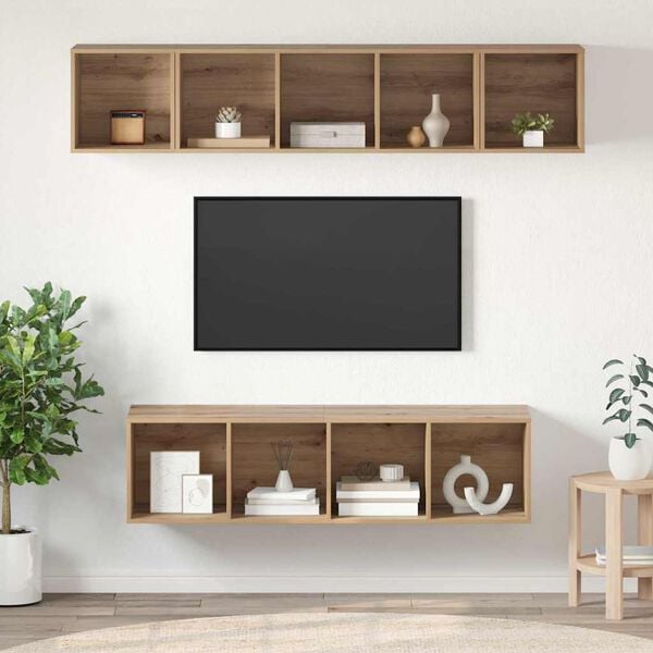 vidaXL Ensemble meuble TV 4 pcs Ch&ecirc;ne artisanal Bois d'ing&eacute;nierie