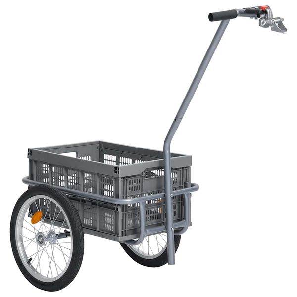 vidaXL Remorque de vélo avec boîte de transport pliable 50L gris 50 kg