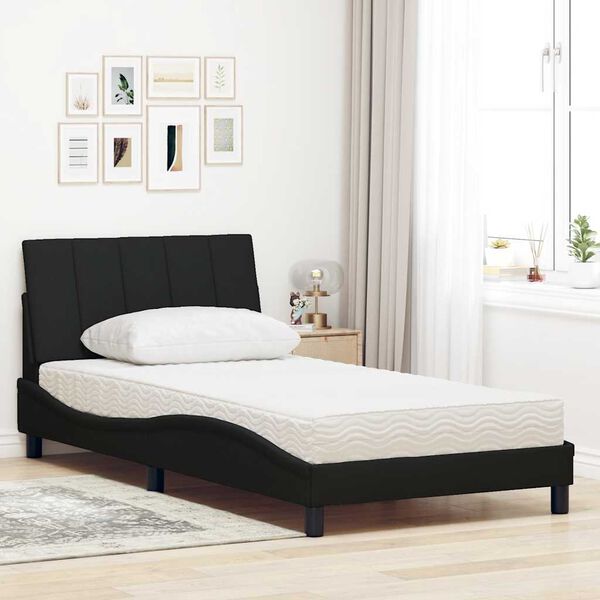 vidaXL Lit avec matelas Hanko noir 100x200 cm tissu