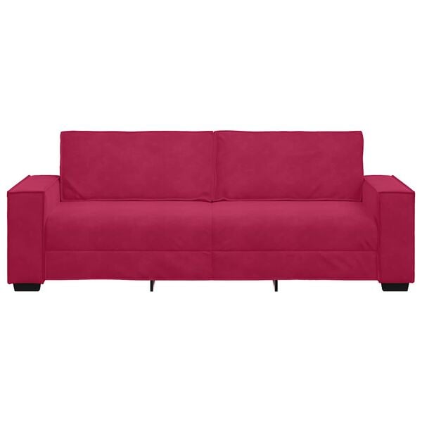 vidaXL Canap&eacute; &agrave; 3 places Rouge bordeaux 220x78x84 cm Velours