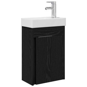 vidaXL Meuble de salle de bain avec robinet Ch&ecirc;ne noir