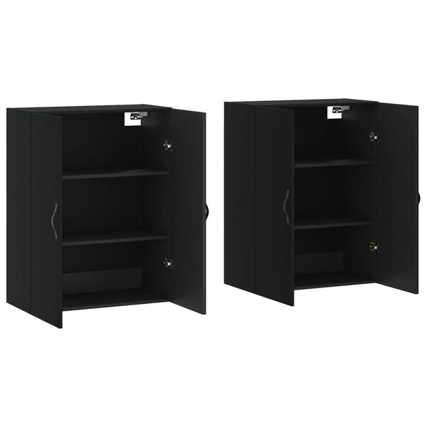 vidaXL Armoires murales 2 pcs noir bois d'ing&eacute;nierie