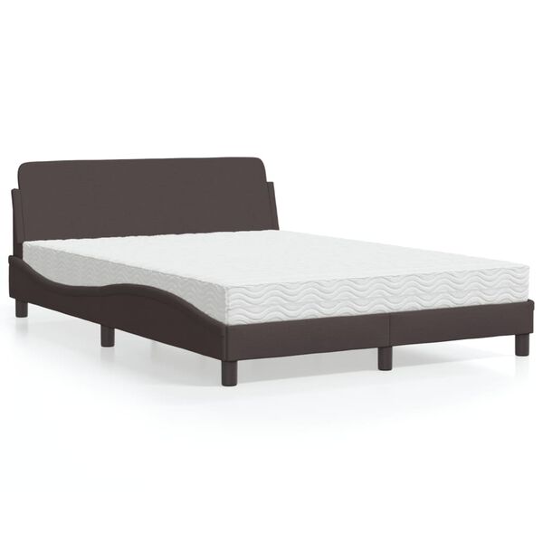 vidaXL Lit avec matelas Dover marron fonc&eacute; 140x200 cm tissu